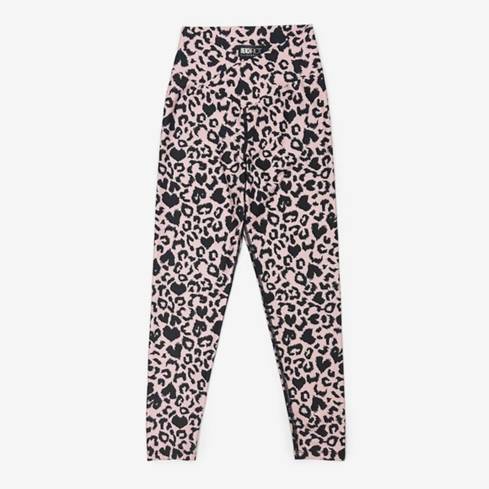 Beach Riot Cara‎ Leggings Size M Baby Pink Cheetah Print Yoga Gym Athleisure